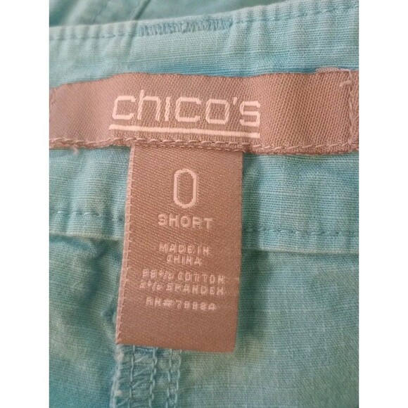 Chico's Shorts Bermuda Cargo Shorts Ripstop Turquoise Blue Sz 0 Short (4 Short) - Picture 6 of 6